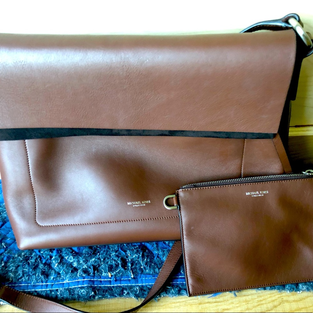 Michael Kors Collection Sedona Large French Calf Leather Flap Messenger